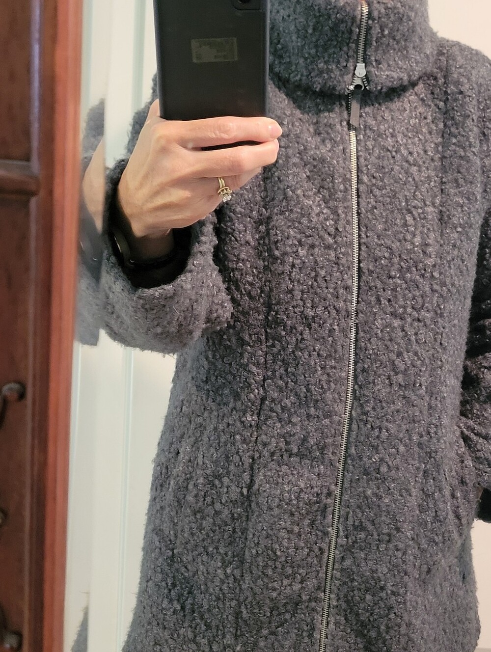 STYLUS Funnel Neck Bouclé Zip Jacket